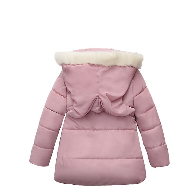 Baby & Kids Girls Clothing | Kids Girls Coat Long Sleeve Black Pink Red Plain Zipper Fall Winter Active Street 2-6 Years / Basic