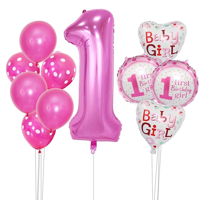 Home & Garden Home Decor | Number 1 Balloon Package Boys and Girls 1st Birthday Party Decoration Polka Dot Balloon Package - OL5