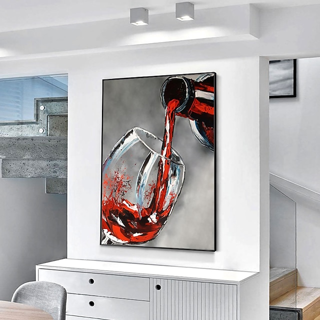 Home & Garden Wall Art | Oil Painting Handmade Hand Painted Wall Art Mintura Modern Abstract Wine Bottle for Home Decoration Dec