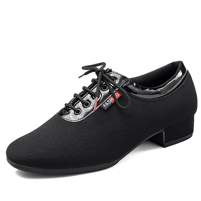 Men's Black Oxford Dance Shoes – Breathable Canvas Lace-Up Ballroom & Latin Performance Footwear2