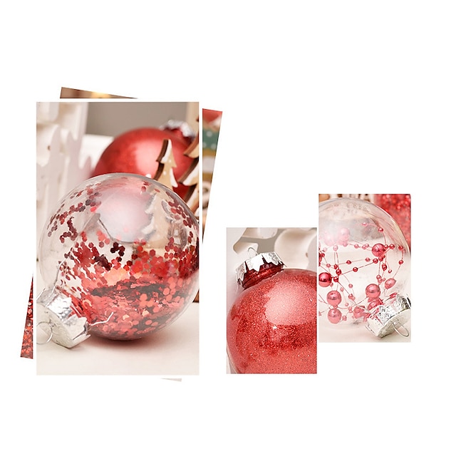 Home & Garden Home Decor | 6cm 24pcs Christmas Ball Decorations PET Transparent Christmas Ball Set Christmas Tree Pendant gift -