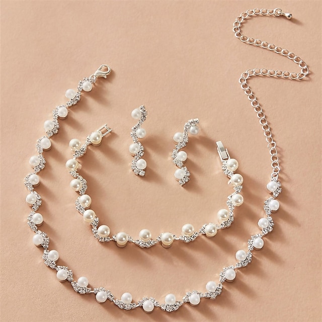  1 set Jewelry Set For Women's Anniversary Gift Prom Imitation Pearl Rhinestone Plaited Wrap Ball / Beach