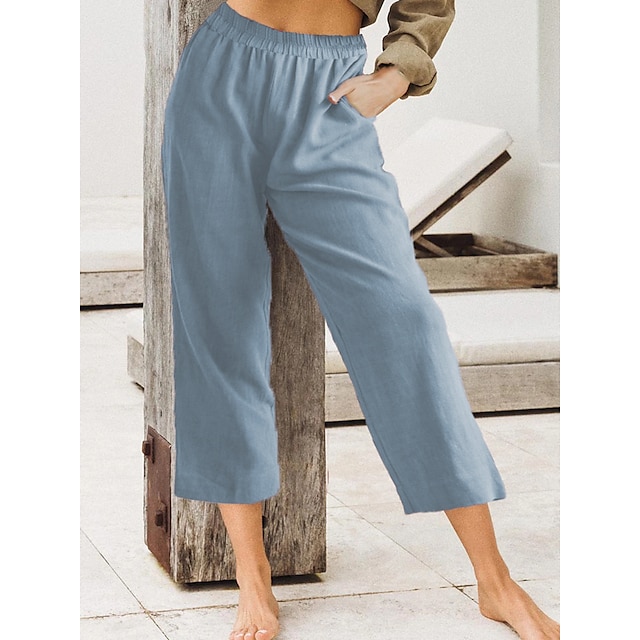 Womens Clothing Womens Bottoms | Womens Casual / Sporty Capri shorts Slacks Calf-Length Pants Casual Solid Color Outdoor Mid Wai