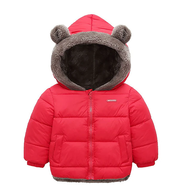 Unisex Boys Girls' 3D Plain Coat Down Coat Long Sleeve Fall Winter Active Basic Cotton Kids 2-6 Years Street Vacation Regular Fit 12