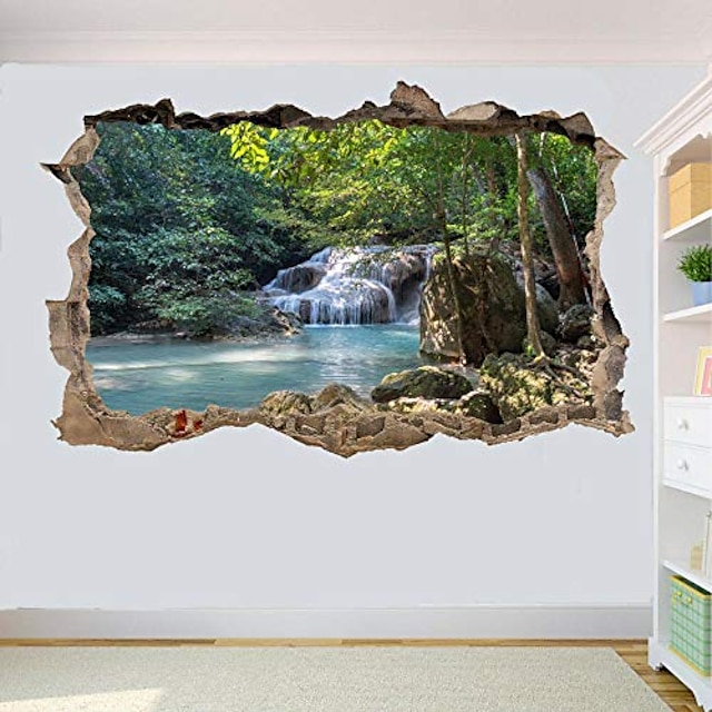 60x90cm Nature River Waterfall Wall Sticker 3d Art Mural Home
