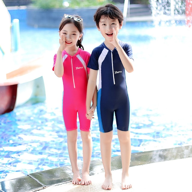 Baby Boys Swimsuit One Piece Zipper Swimwear with Hat Rashguard Surf Suit UPF50+