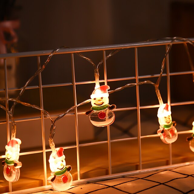 1.5M 10 LED Cadena de luces de hadas Encantadora decoración con pilas de Papá Noel para guirnalda de Navidad 