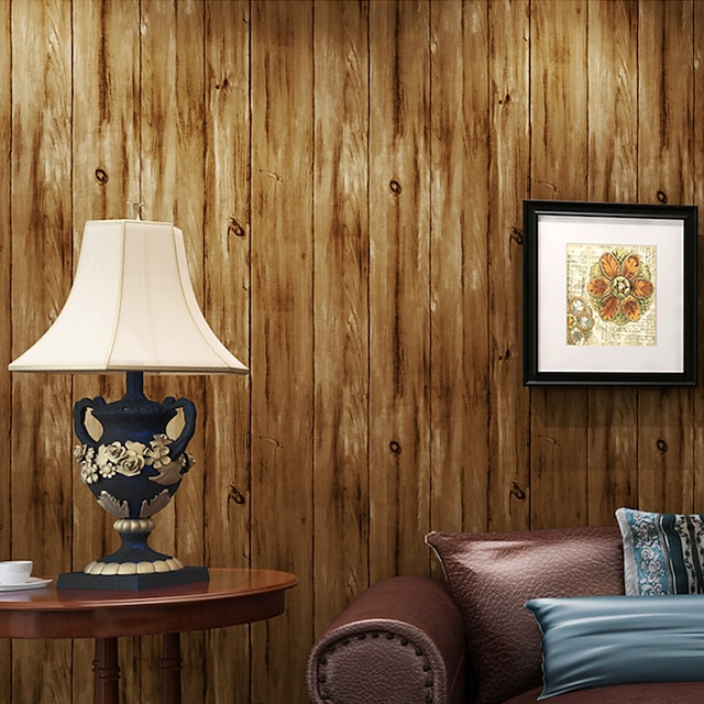  Faux Wood  Wallpaper Wall Covering Sticker Film Classic Non-woven Fabric Home Decor Self Adhesive 53x950cm/20.87''x374''