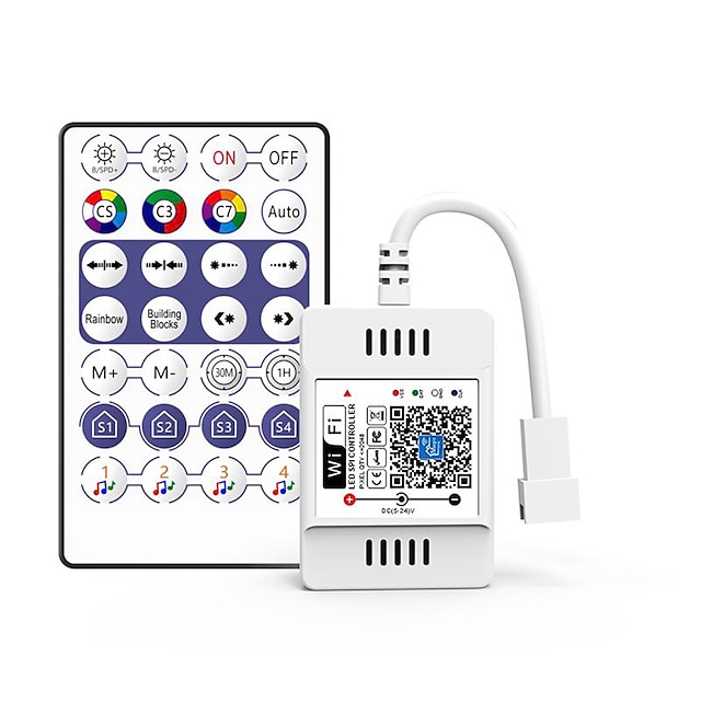  Smart WiFi LED Light Controller Remote Pixel Controller Professional for LED Strip WS2811 WS2812 etc Support Driver IC App Voice Control Comoyda Upgraded DC 5-24V