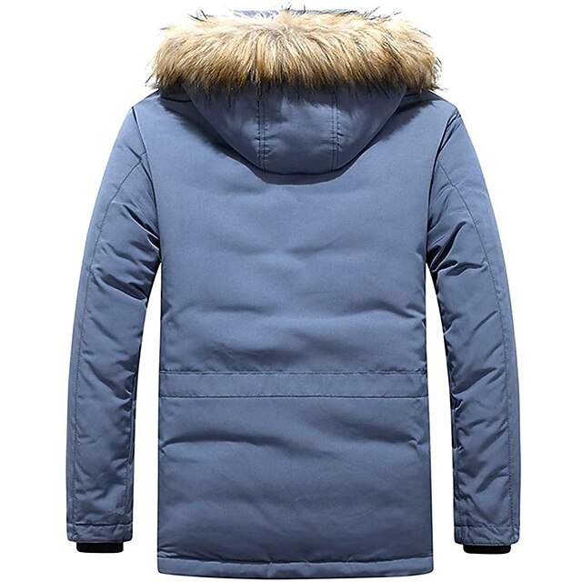 men's winter padded jacket warm puffer jacket fur hooded coat military