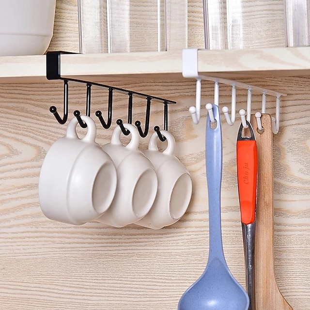  cârlig de bucătărie cu două rânduri suport pentru pahare agățat cârlig de dulap de perete fără lovituri de uz casnic suport pentru spatulă depozitare pahare cârlig din fier forjat