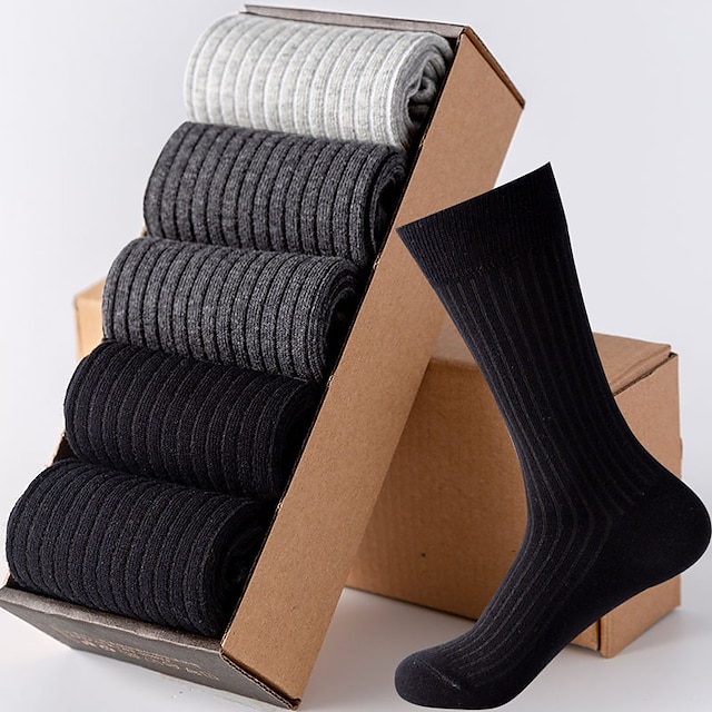  Ανδρικά 5 Ζεύγη Κάλτσες Καθημερινές Κάλτσες Μαύρο Λευκό Χρώμα Βαμβάκι Μονόχρωμο Causal Αθλητικά Μεσαίο Φθινόπωρο & Χειμώνας Ανατομικό