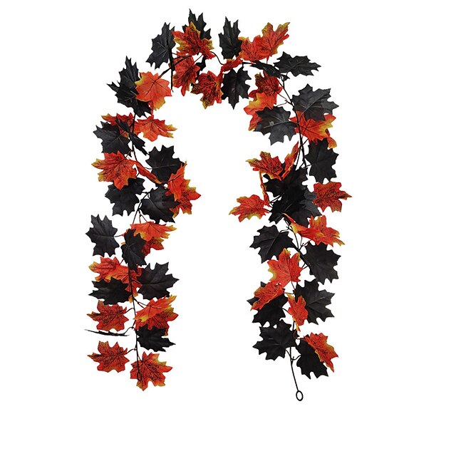 Home & Garden Home Decor | Halloween Black Rose Rattan Imitation Halloween Home Decoration Wall Imitation Maple Leaf - NR71048