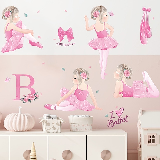 Home & Garden Home Decor | Dancing Girl Ballet Shoes Wall Stickers Living Room Kids Room Kindergarten Removable Pre-pasted PVC H