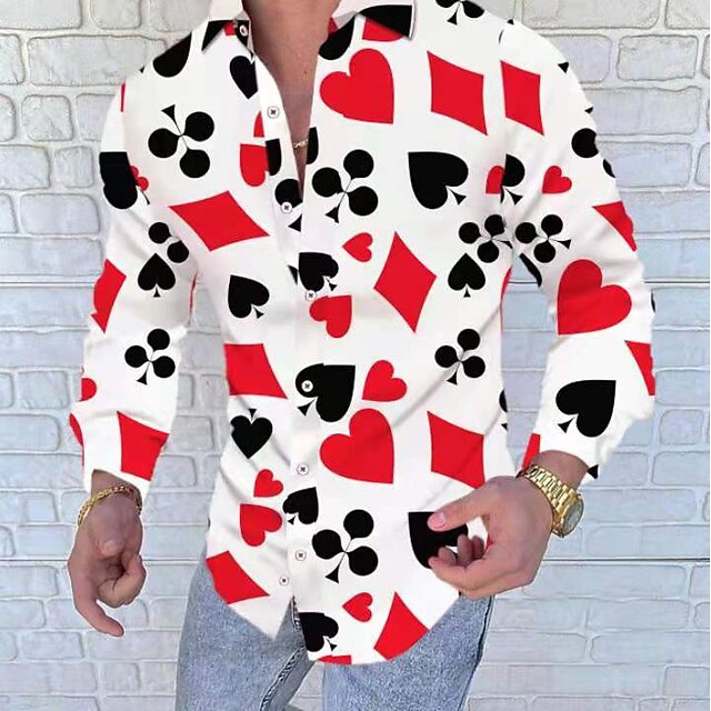 Men's Shirt Button Up Shirt Long Sleeve Designer Punk & Gothic Going out Spring & Summer Standing Collar Patchwork Print Red Blue Gray4