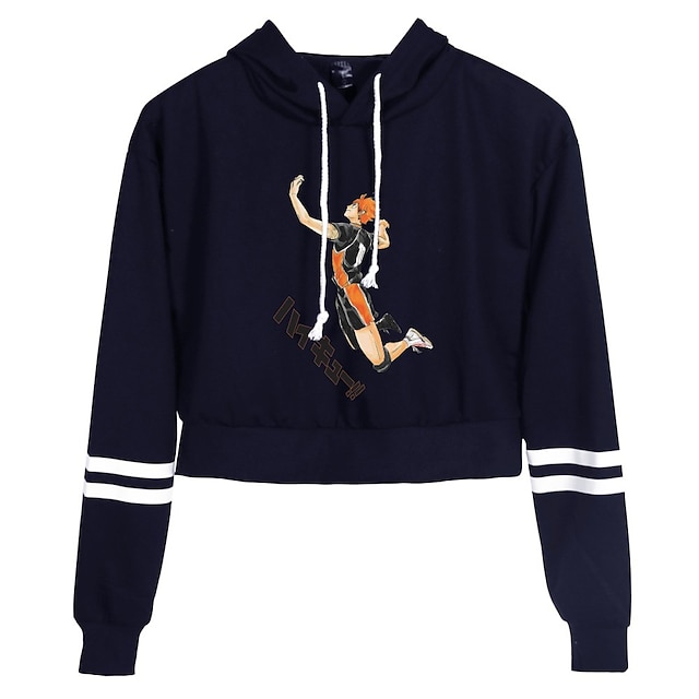 Toys & Hobbies Cosplay & Costumes | Inspired by Haikyuu Shoyo Hinata Crop Top Hoodie Anime Polyster Print Harajuku Graphic Kawai