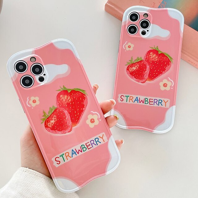 S20 iPhone 12 Cute Strawberry print Stripes Phone Case Galaxy S21 Bumper case iPhone XR iPhone 11 iPhone XS