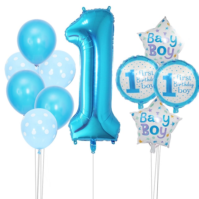 Home & Garden Home Decor | Number 1 Balloon Package Boys and Girls 1st Birthday Party Decoration Polka Dot Balloon Package - OL5