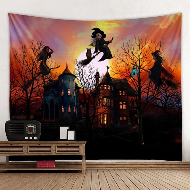 Home & Garden Home Decor | Halloween Tapestry Art Deco Blanket Curtain Hanging Home Bedroom Living Room Decoration Witch Pumpkin