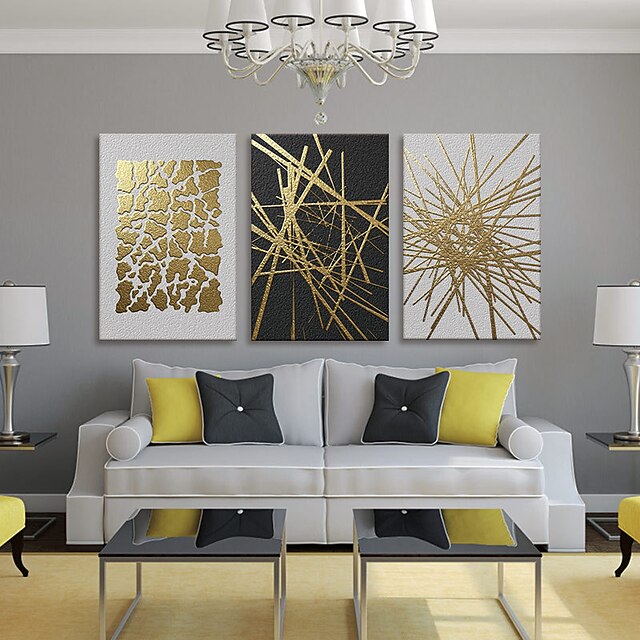  Wall Art Canvas Prints Painting Artwork Picture Abstract Gold Home Decoration Decor Rolled Canvas No Frame Unframed Unstretched