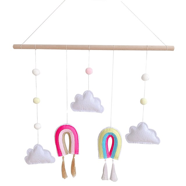 Home & Garden Home Decor | kids room felt cloud wall hanging decor rainbow wall decoration for baby girl boy room decor(pink sys