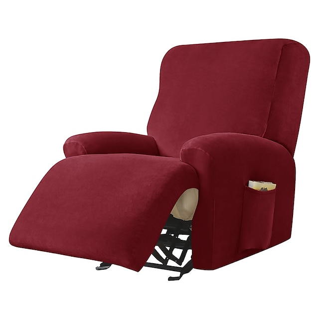  stretch fluwelen fauteuil bankhoes, 4-delige zachte bankhoes, bankhoes met elastische lus, wasbare meubelbeschermer voor kinderen, huisdieren, honden, katten