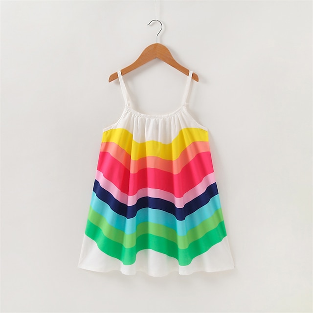 Kids Toddler Little Girls' Dress Floral Patchwork Sundress Rainbow Knee ...