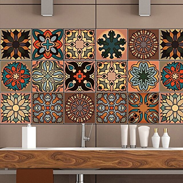 Home & Garden Home Decor | wall moroccan style geometric symmetry tile sticker diy kitchen home decal decor - b - QD58970