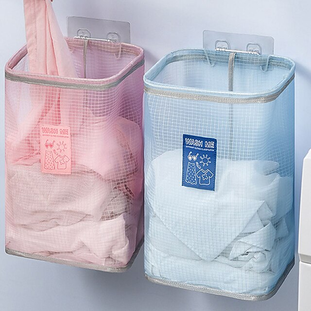 Bucket Foldable Collapsible Wall Hanging Laundry Basket Dirty Clothes Bag 