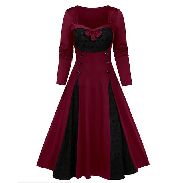 Retro Vintage 1950s Punk & Gothic Vintage Dress Flare Dress Plus Size ...
