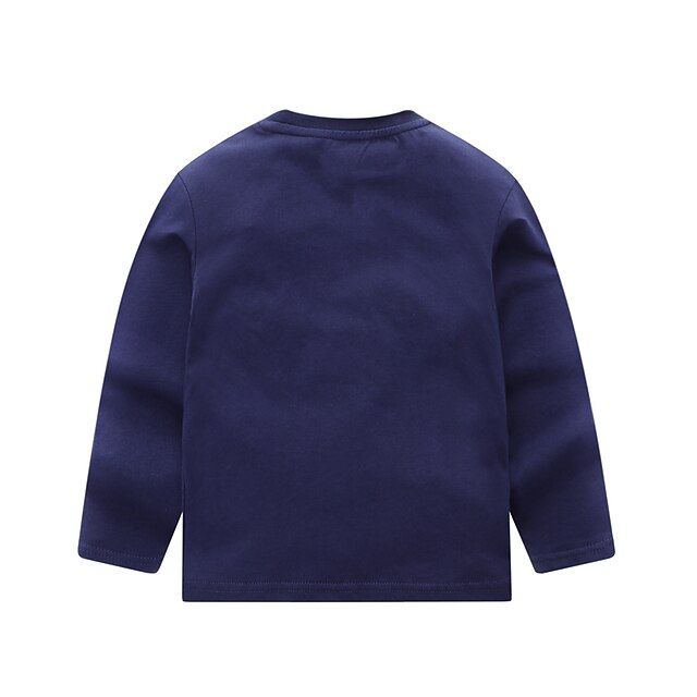 Baby & Kids Boys Clothing | Kids Boys Sweatshirt Long Sleeve Navy Blue Cartoon Car Cotton Indoor Outdoor Cool Daily 3-6 Years / 