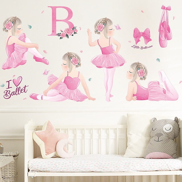 Home & Garden Home Decor | Dancing Girl Ballet Shoes Wall Stickers Living Room Kids Room Kindergarten Removable Pre-pasted PVC H