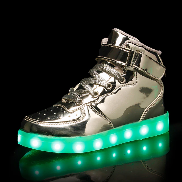 Men's Gold High-Top LED Sneakers - Shiny Light-Up Shoes with ...