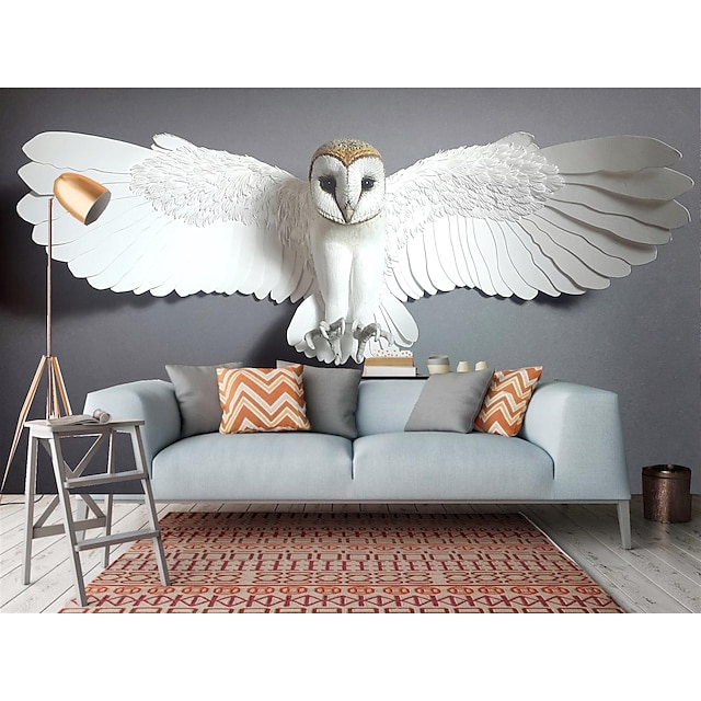  настенная наклейка на стену с принтом, пленка и наклейка, самоклеющееся животное, белая милая сова, искусственный 3d пвх / винил, домашний декор
