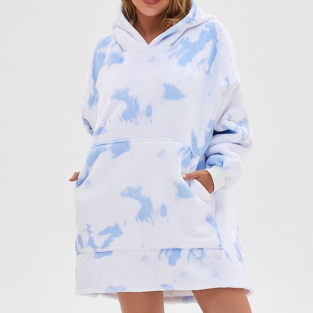 Womens Clothing Womens Sleep & Lounge | Womens Loungewear Top Onesies Hoddie Blanket 1 pc Tie Dye Plush Casual Comfort Home Dail