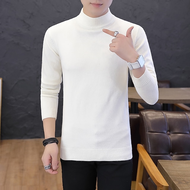 Men's Sweater Pullover Sweater Jumper Turtleneck Sweater Knit Knitted ...