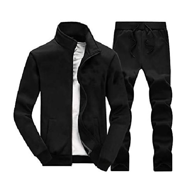  men's tracksuit set 2 piece full zip athletic sweatsuit outfit running jogging sport jacket and pants set