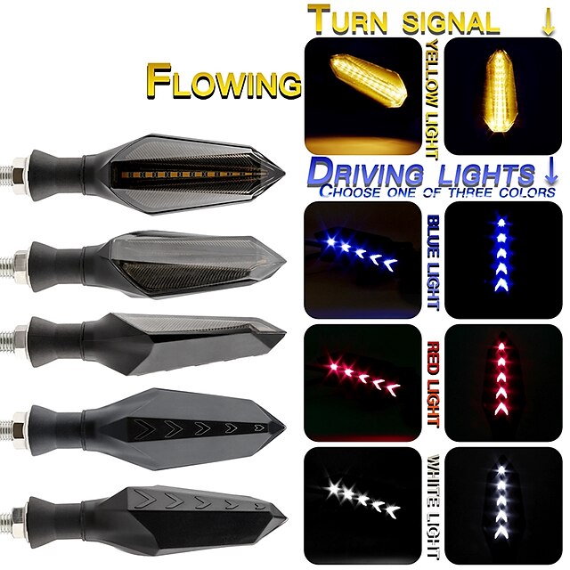 Consumer Electronics Automotive | 2PCS Motorcycle LED Turn Signals Light Flowing 12SMD Tail Flasher Flowing Water Blinker IP68 B