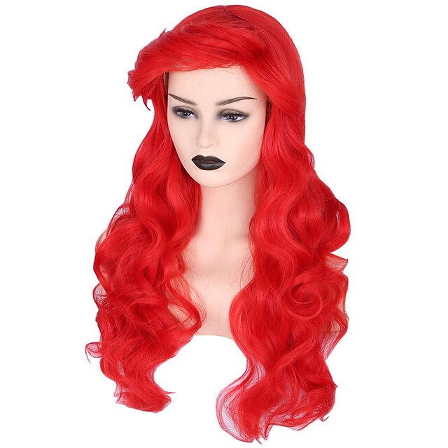 thumbnail image 2 of Topbuti 28" Long Heat Resistant Big Wavy Dark Red Cosplay Wig 2 of 14