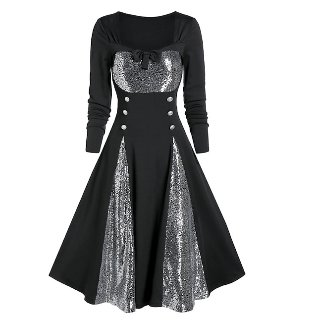  Retro / vintage 1950'erne Punk & Gotisk Vintage kjole Flare kjole Plus Størrelser Dame Fest Festival Kjole