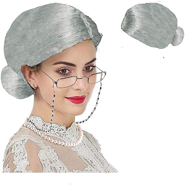 Grey Wig Old Lady Wig Grandmother Wig Capmadea Granny Glasses