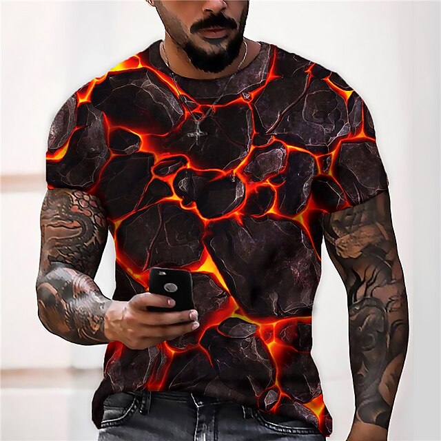 Men's Unisex Graphic Prints Crack Shirt T Shirt Tee Short Sleeve T shirt 3D Print Crew Neck Shirt Designer Casual Big and Tall Daily Holiday Black Yellow Purple Summer Clothing Apparel S M L XL XXL 12