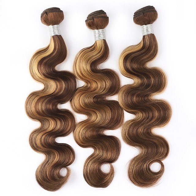  2 Bundles Hair Weaves Brazilian Hair Body Wave Human Hair Extensions Remy Human Hair Bundle Hair 10-30 inch Multi-color Women