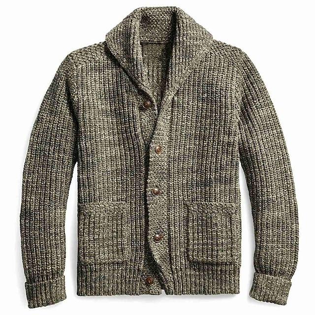 Male Cardigan Cardigan Sweater Sweater Jacket Chunky Knit Regular Solid ...