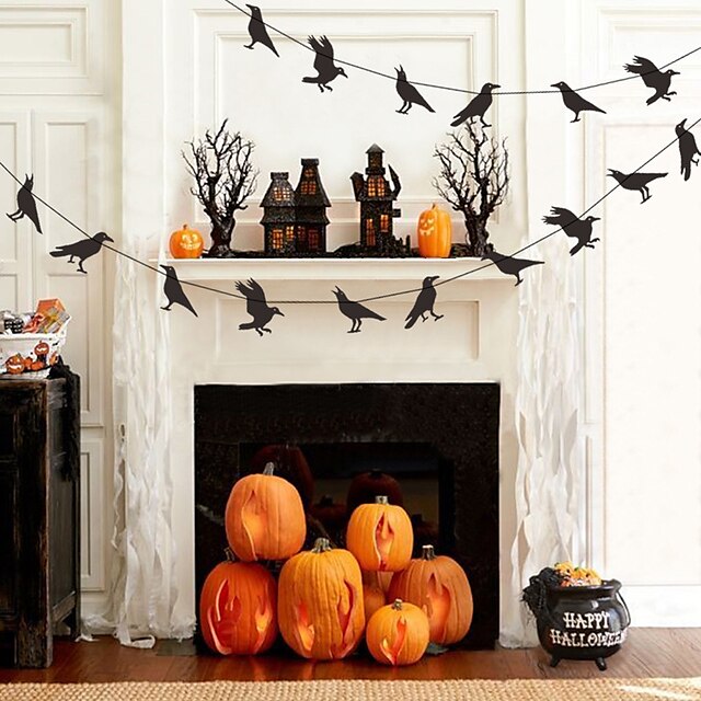 Home & Garden Home Decor | Halloween Decorations Black Birds Crow Latte Flag Halloween Party Decorations - GJ67015