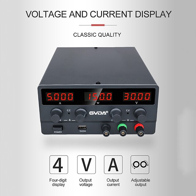 GVDA USB DC Regulated Laboratory Power Supply Adjustable 30V 10A Voltage Regulator 60V 5A Stabilizer Switch Bench Power Source