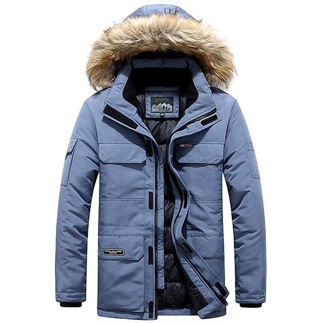 men's winter padded jacket warm puffer jacket fur hooded coat military