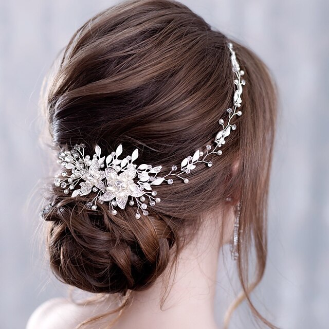 Shoes & Bags Fashion Accessories | 1pc Womens Girls Headbands Pearl Bride Wedding Hair Vine Silver Gold Crystal Bridal Hair Piec