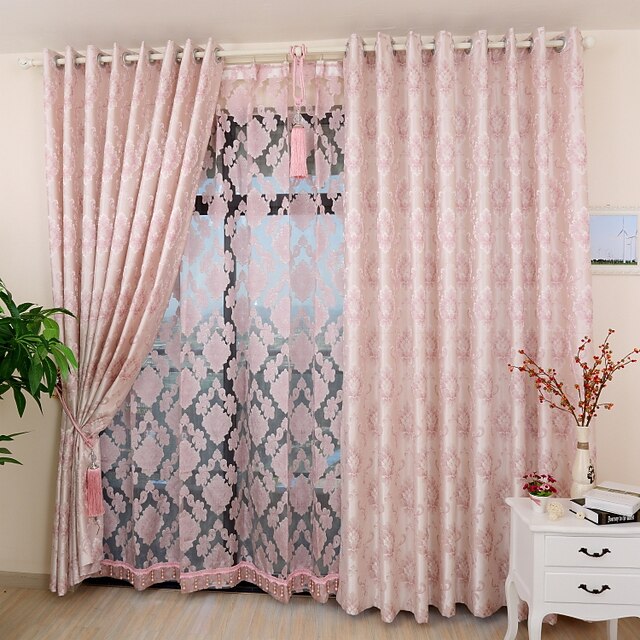 

Two Panel European Style Pink Jacquard Living Room Bedroom Dining Room Children's Room Curtains