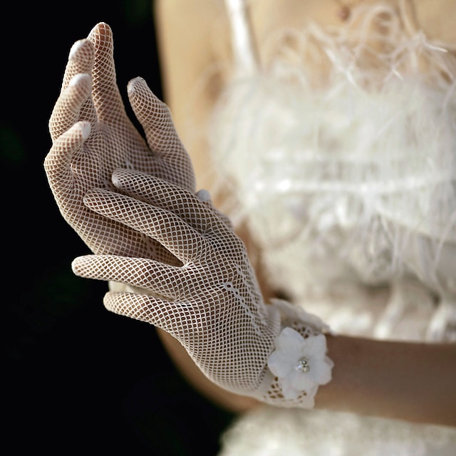  Tule Polslengte Handschoen Vintage-stijl / Elegant Met Bloemen Bruiloft / feesthandschoen